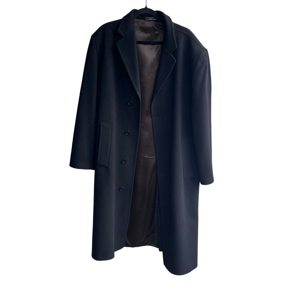Movimento Prestigio Mens black Pure Cashmere Overcoat Made in Italy Coat